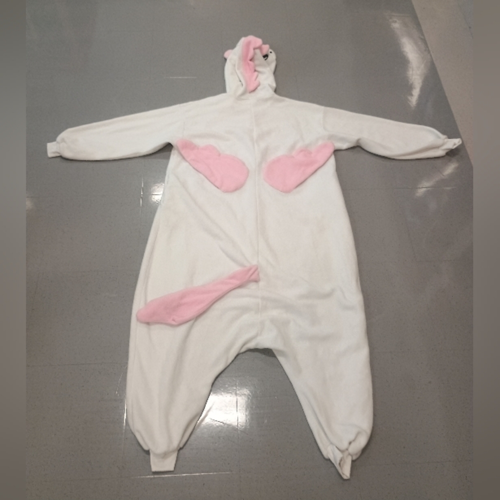 Silver Lilly Older Kids Large Unicorn Onsie Pajamas Costume - Pink and White - Picture 4 of 12